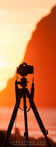 tripod agains sunset colors